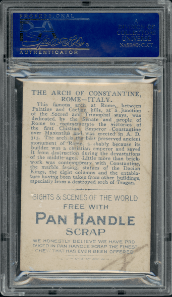 1911-12 T99 Arch of Constantine Pan Handle Scrap Sights and Scenes PSA 3 back of card