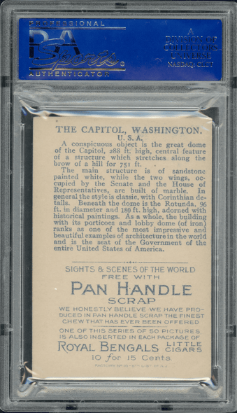 1911-12 T99 The U.S. Capitol, Washington Pan Handle Scrap Sights and Scenes PSA 5 back of card