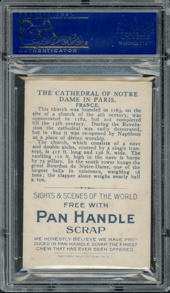 1911-12 T99 Notre Dame Pan Handle Scrap Sights and Scenes PSA 4 back of card