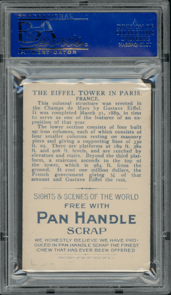 1911-12 T99 The Eiffel Tower Pan Handle Scrap Sights and Scenes PSA 4 back of card