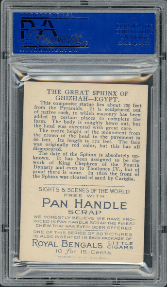 1911-12 T99 Great Sphinx Pan Handle Scrap Sights and Scenes PSA 3 back of card