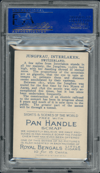 1911-12 T99 Jungfrau Interlaken Pan Handle Scrap Sights and Scenes PSA 4 back of card