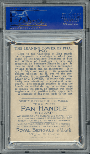 1911-12 T99 Leaning Tower of Pisa Pan Handle Scrap Sights and Scenes PSA 3 back of card