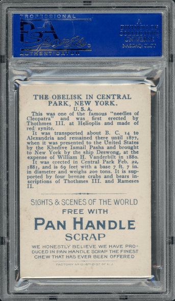 1911-12 T99 The Obelisk Pan Handle Scrap Sights and Scenes PSA 5 back of card