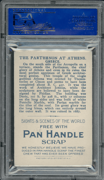 1911-12 T99 Parthenon, Athens Pan Handle Scrap Sights and Scenes PSA 4 back of card