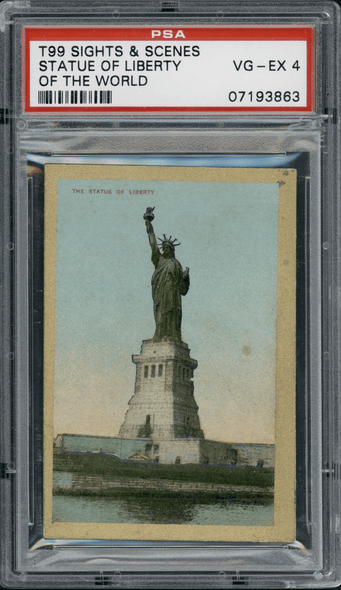 1911-12 T99 Statue of Liberty Pan Handle Scrap Sights and Scenes PSA 4 front of card