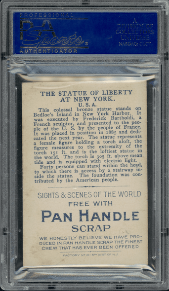 1911-12 T99 Statue of Liberty Pan Handle Scrap Sights and Scenes PSA 4 back of card