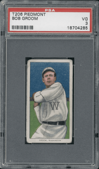 1910 T206 Bob Groom Piedmont 350 PSA 3