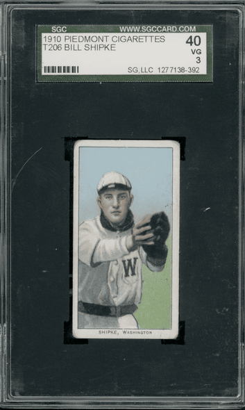 1910 T206 Bill Shipke Piedmont 350 SGC 3 front of card