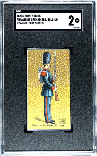 1880s N224 Kinney Bros Private of Grenadiers Belgium Military Series SGC 2 front of card