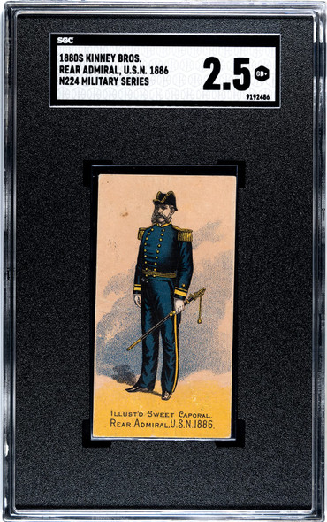 1880s N224 Kinney Bros Rear Admirial USN US Navy Military Series SGC 2.5 front of card