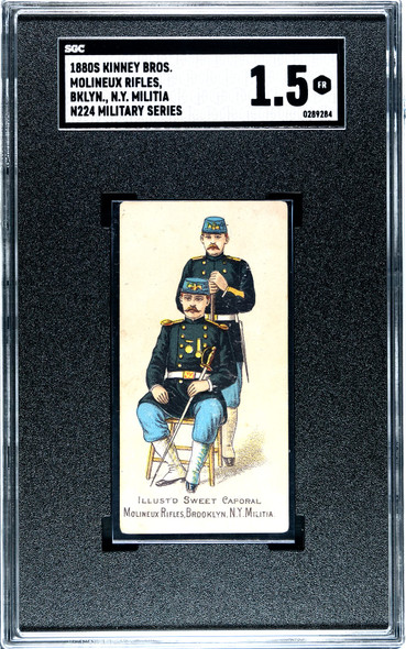 1880s N224 Kinney Bros Molineux Rifles Brooklyn NY Military Series SGC 1.5 front of card