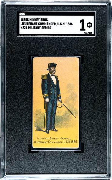 1880s N224 Kinney Bros Lieutenant Commander USN Military Series SGC 1 front of card