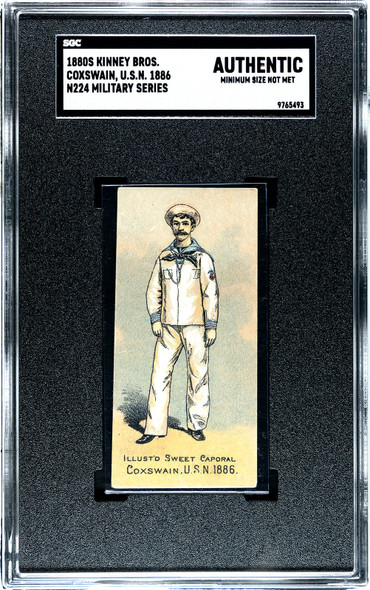 1880s N224 Kinney Bros Coxswain USN Military Series SGC Authentic front of card