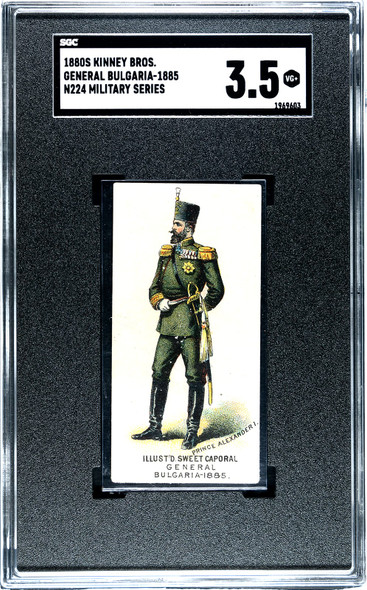 1880s N224 Kinney Bros General Bulgaria Prince Alexander I Military Series SGC 3.5 front of card