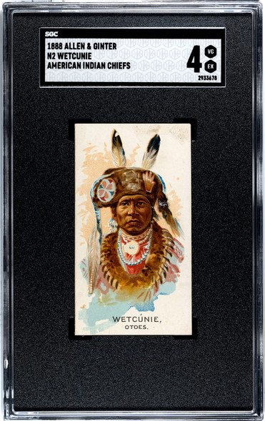 1888 N2 Allen & Ginter Wetcunie American American Indian Chiefs SGC 4 front of card