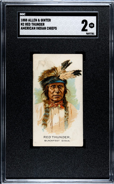 1888 N2 Allen & Ginter Red Thunder American Indian Chiefs SGC 2 front of card