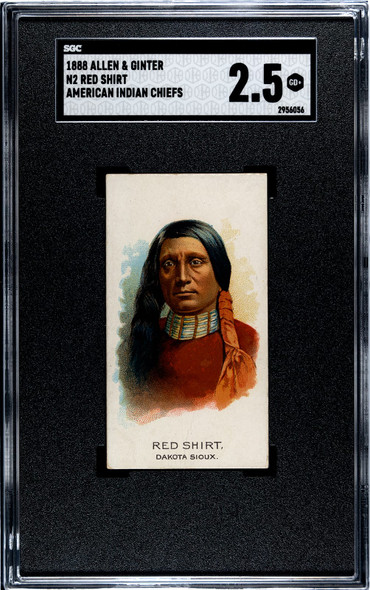 1888 N2 Allen & Ginter Red Shirt American Indian Chiefs SGC 2.5 front of card