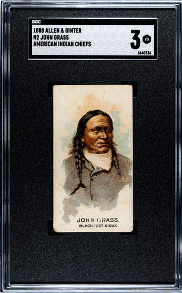 1888 N2 Allen & Ginter John Grass American Indian Chiefs SGC 3 front of card