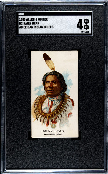 1888 N2 Allen & Ginter Hairy Bear American Indian Chiefs SGC 4 front of card