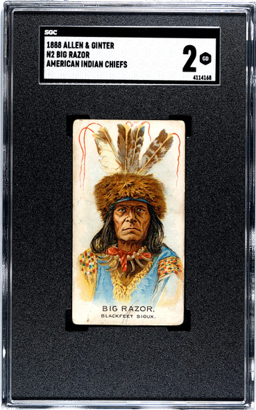 1888 N2 Allen & Ginter Big Razor American Indian Chiefs SGC 2 front of card