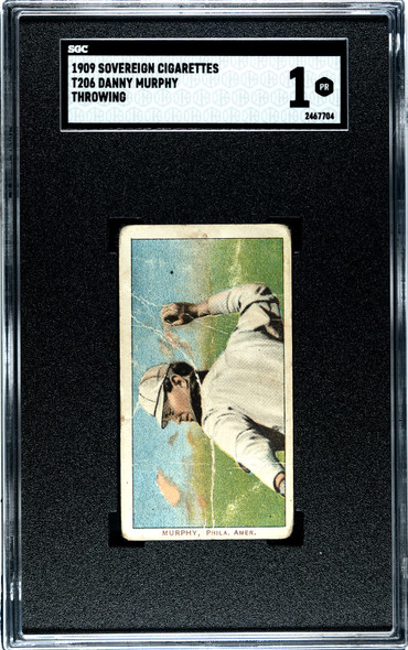 1909 T206 Danny Murphy Throwing Sovereign 150 SGC 1 front of card