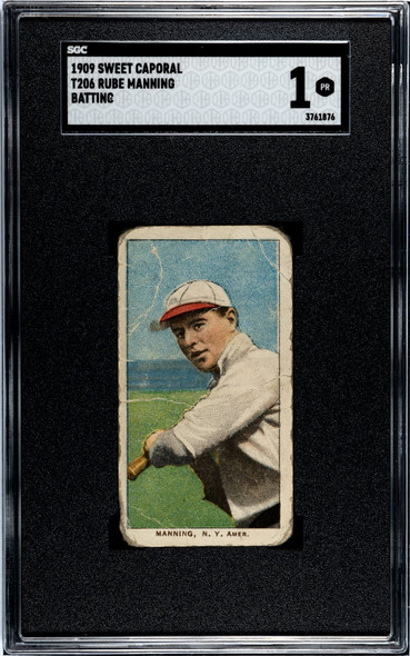 1909 T206 Rube Manning Batting Sweet Caporal 150 SGC 1 front of card