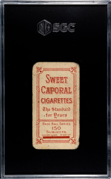 1909 T206 Rube Manning Batting Sweet Caporal 150 SGC 1 back of card