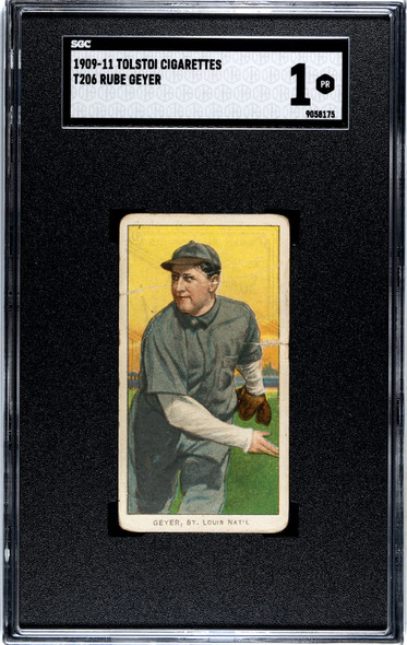 1909-11 T206 Rube Geyer Tolstoi SGC 1 front of card