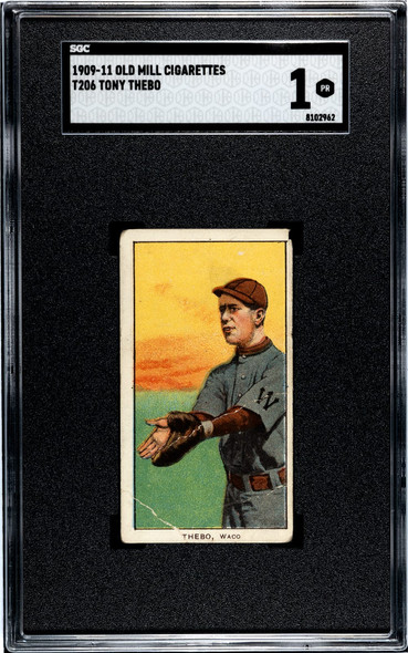 1909-11 T206 Tony Thebo Old Mill SGC 1 front of card