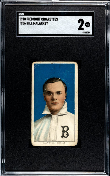 1910 T206 Bill Malarkey Piedmont 350 SGC 2 front of card