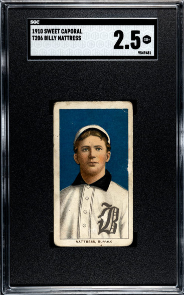 1910 T206 Billy Nattress Sweet Caporal 350 SGC 2.5 front of card