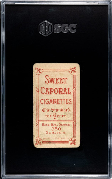 1910 T206 Cy Seymour Throwing Sweet Caporal 350 SGC 1.5 back of card