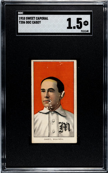 1910 T206 Doc Casey Sweet Caporal 350 SGC 1.5 front of card