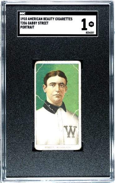 1910 T206 Gabby Street Portrait American Beauty 350 SGC 1 front of card