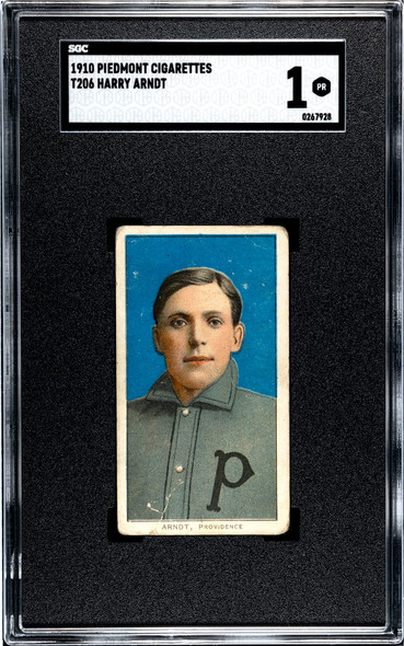 1910 T206 Harry Arndt Piedmont 350 SGC 1 front of card