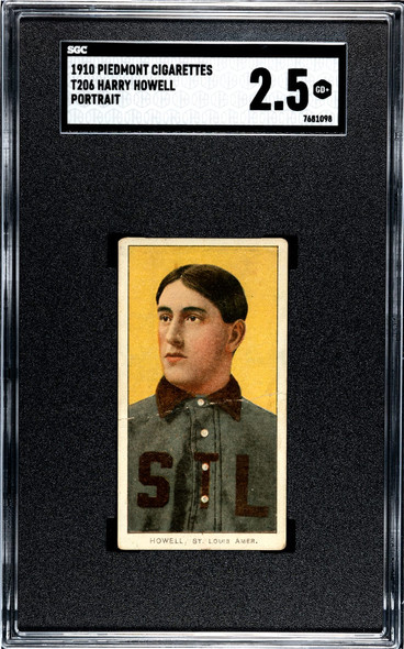 1910 T206 Harry Howell Portrait Piedmont 350 SGC 2.5 front of card