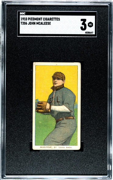 1910 T206 John McAleese Piedmont 350 SGC 3 front of card