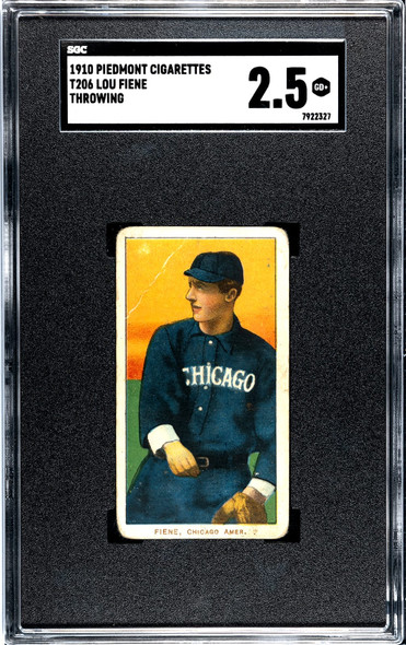 1910 T206 Lou Fiene Throwing Piedmont 350 SGC 2.5 front of card