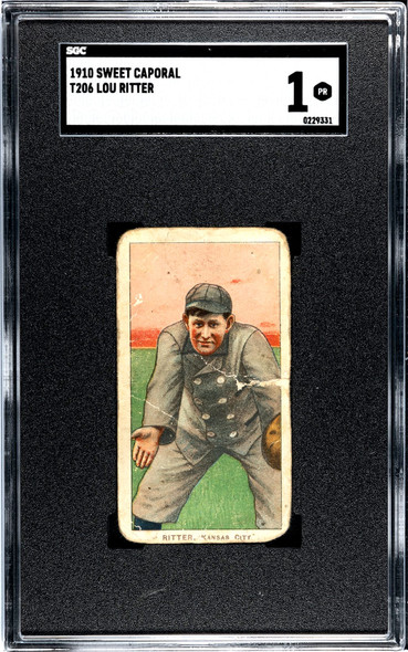 1910 T206 Lou Ritter Sweet Caporal 350 SGC 1 front of card