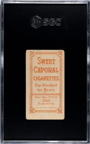 1910 T206 Nap Rucker Throwing Sweet Caporal 350 SGC 2.5 back of card