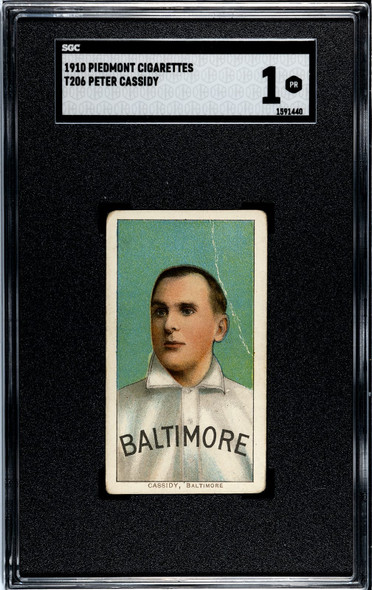 1910 T206 Peter Cassidy Piedmont 350 SGC 1 front of card