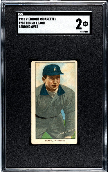 1910 T206 Tommy Leach Bending Over Piedmont 350 SGC 2 front of card