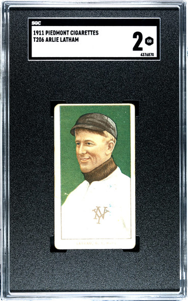 1911 T206 Arlie Latham Piedmont 350-460 SGC 2 front of card