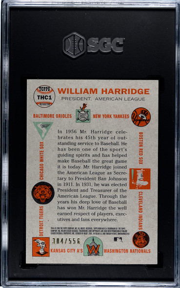 2005 Topps Heritage William Harridge Chrome Refractor #THC1 SGC 10 back of card
