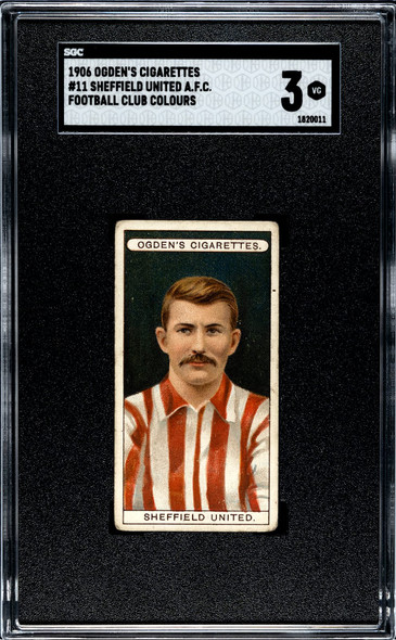 1906 Ogden's Football (Soccer) Club Colours Sheffield United AFC #11 Football Club Colours SGC 3 front of card