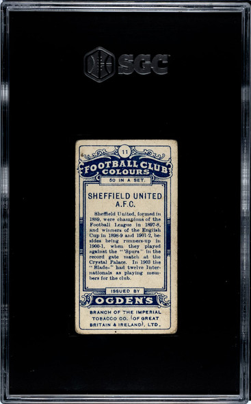 1906 Ogden's Football (Soccer) Club Colours Sheffield United AFC #11 Football Club Colours SGC 3 back of card