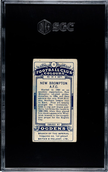 1906 Ogden's Football (Soccer) Club Colours New Brompton AFC #5 Football Club Colours SGC 3 back of card