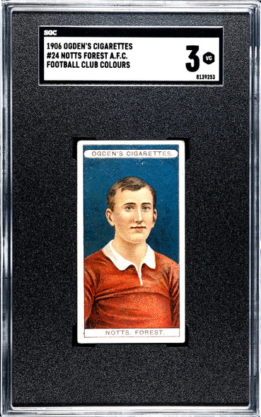 1906 Ogden's Football (Soccer) Club Colours Notts Forest AFC #24 Football Club Colours SGC 3 front of card