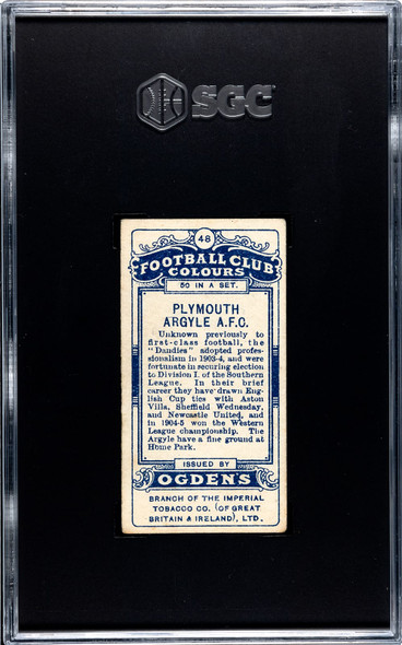 1906 Ogden's Football (Soccer) Club Colours Plymouth Argyle AFC #48 Football Club Colours SGC 3 back of card